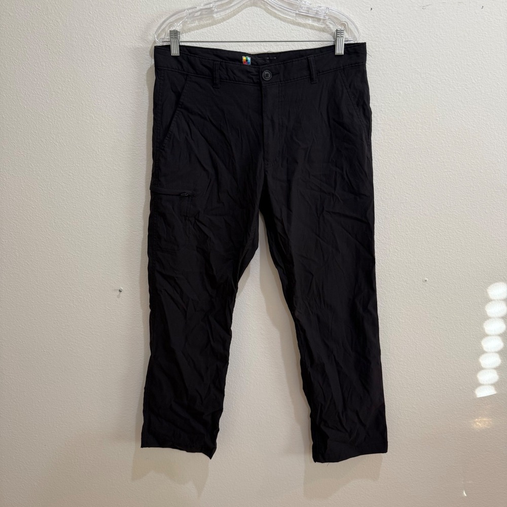Free World Mens Tech Pants Black 34x30 Nylon Spandex Straight Leg Cargo Pocket